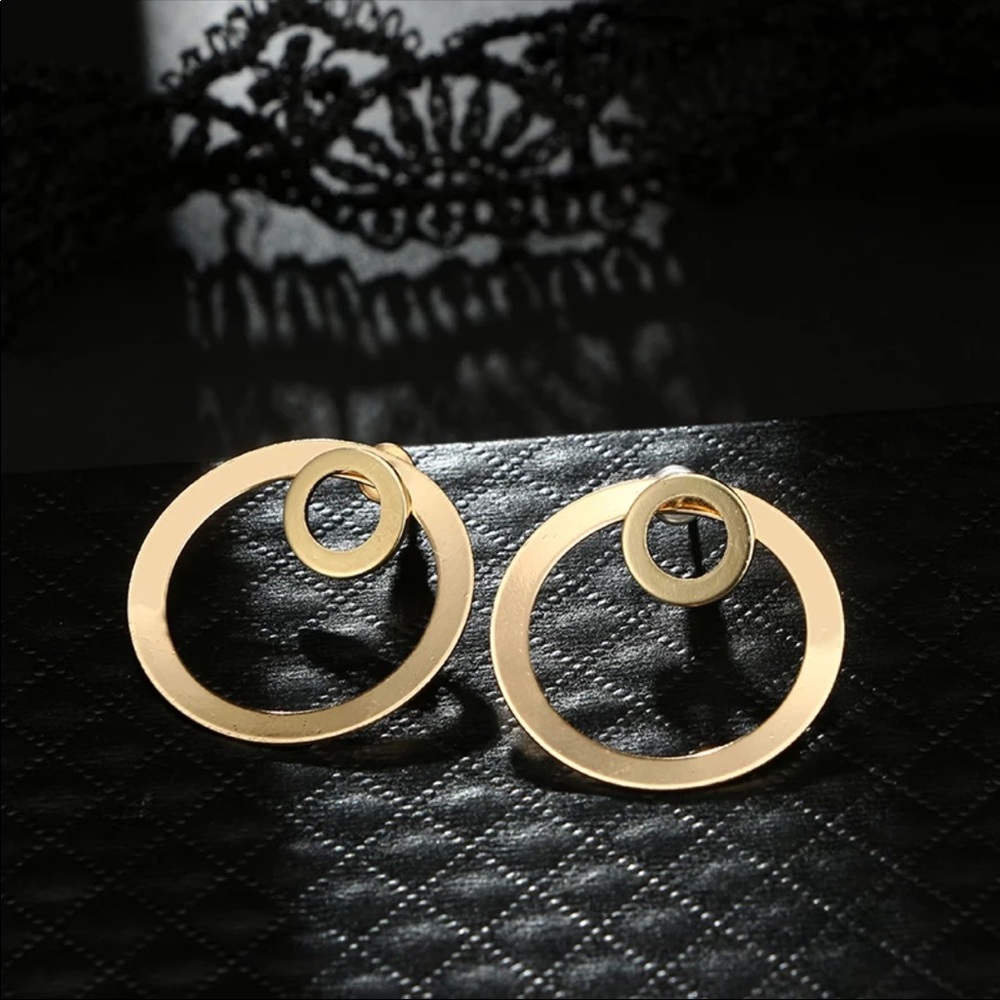 🆕 Gold Rings Ear Jackets - Picture 2 of 4